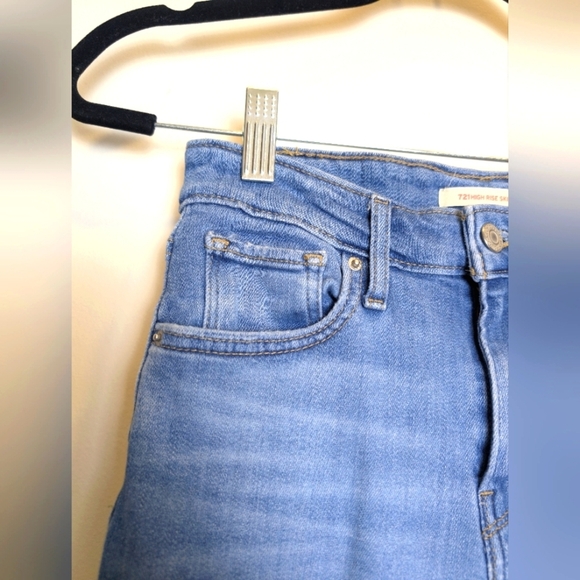 Levi's 721 High Rise Distressed Blue Skinny Jeans Size 25 - Picture 3 of 8